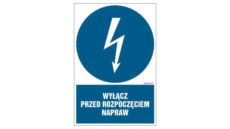 ZNAK - HE017 Używaj narzędzi o napędzie elektrycznym zasilanym napięciem 24V 70 x 105 cm PN - Płyta 1mm