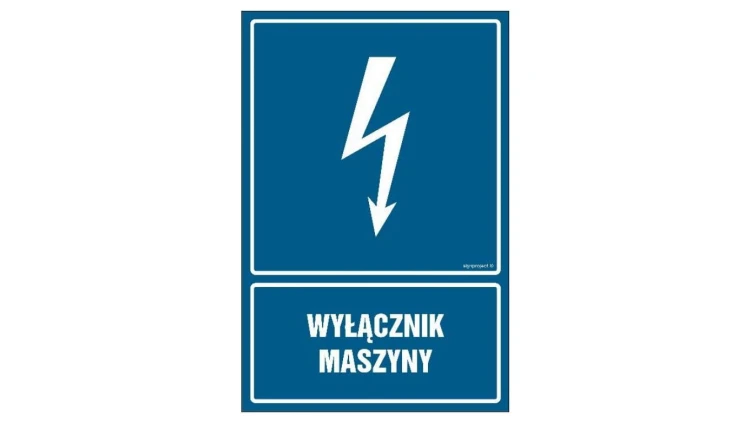 ZNAK - HG051 Wyłącznik maszyny 7,5 x 10 cm PN - Płyta 1mm
