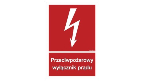 ZNAK - BB012 Przeciwpożarowy wyłącznik prądu 25 x 37 cm PN - Płyta 1mm