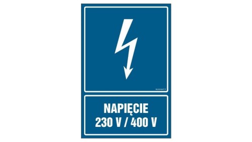 ZNAK - HG024 Napięcie 230V/400V 70 x 105 cm FN - Folia samoprzylepna