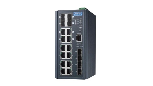 Zarządzalny switch - 8 portów gigabit, 4 porty gigabit Combo RJ-45/SFP, 4 porty SFP EKI-7716G-4F4CI-AE