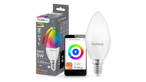Żarówka LED E14 B35 ŚWIECZKA 5W 450lm RGB Ściemnialna CCT TUYA WiFi SMART SAYO Lumiled