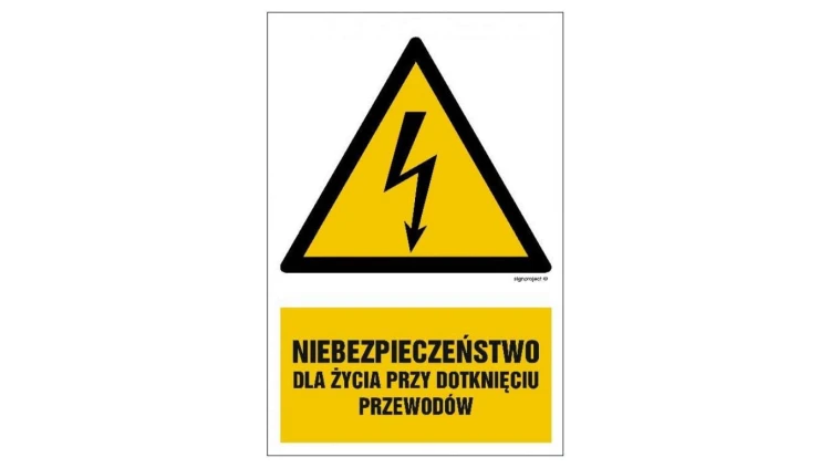 ZNAK - HA007 Niebezpieczeństwo dla życia przy dotknięciu przewodów 25 x 37,5 cm PN - Płyta 1mm