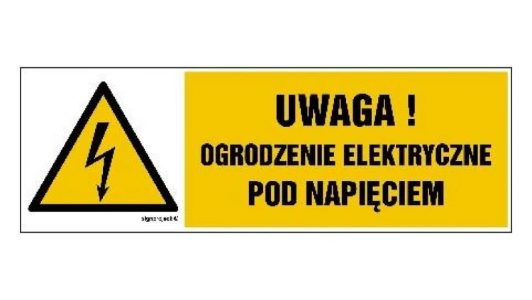 ZNAK - HB019 Uwaga ogrodzenie elektryczne pod napięciem 15 x 5 cm PN - Płyta 1mm