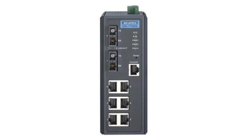 Zarządzalny switch - 6 portów gigabit, 2 porty światłowodowe jednomodowe gigabit EKI-7708G-2SI-AE
