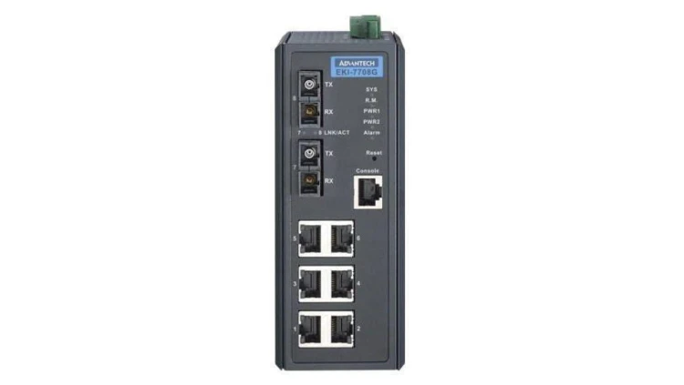 Zarządzalny switch - 6 portów gigabit, 2 porty światłowodowe jednomodowe gigabit EKI-7708G-2SI-AE