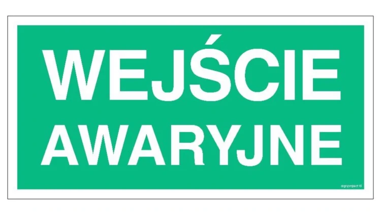ZNAK - AC050 Wejście awaryjne 30 x 15 cm FS - Folia samoprzylepna foto.