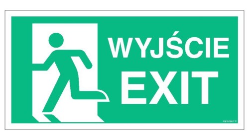 ZNAK - AC076 Wyjście / EXIT lewostronne 40 x 20 cm TS - Płyta TD foto.