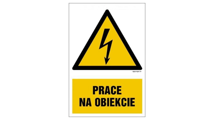 ZNAK - HA025 Prace na obiekcie 70 x 105 cm FN - Folia samoprzylepna