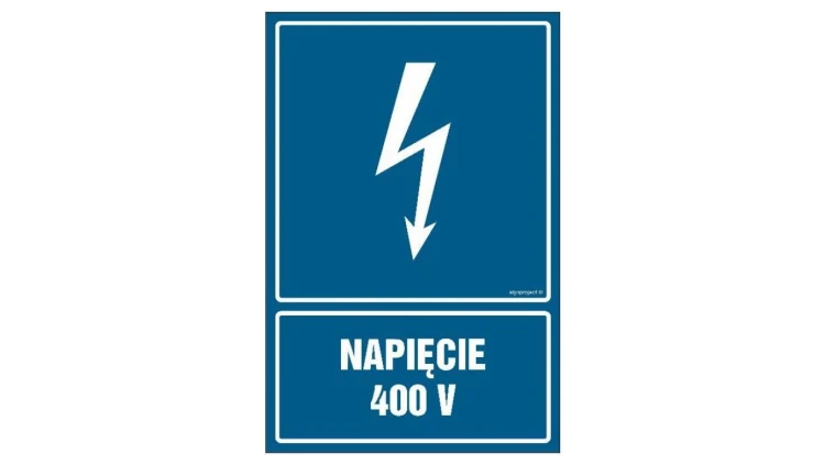 ZNAK - HG059 Napięcie 400 V 7,5 x 10 cm PN - Płyta 1mm