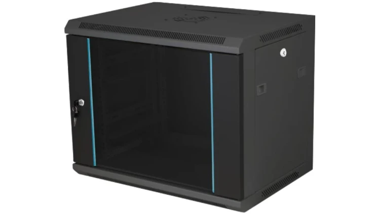 Szafka rack wisząca 19 18U 600x450, niedzielona, drzwi szklane jednoskrzydłowe, tył osłona pełna, SW-18U-600-450-N-DSJ-OP-RP-F-C