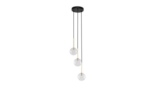 Lampa wisząca na okrągłej rozecie ze szklanymi kulami NILOSczarno-złota 3xG9 5942 TK Lighting