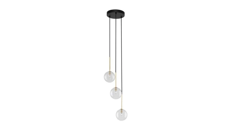 Lampa wisząca na okrągłej rozecie ze szklanymi kulami NILOSczarno-złota 3xG9 5942 TK Lighting