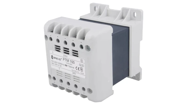 PTM100/230/24V Transformator sieciowy 100VA 230VAC 24V na szynę DIN IP21