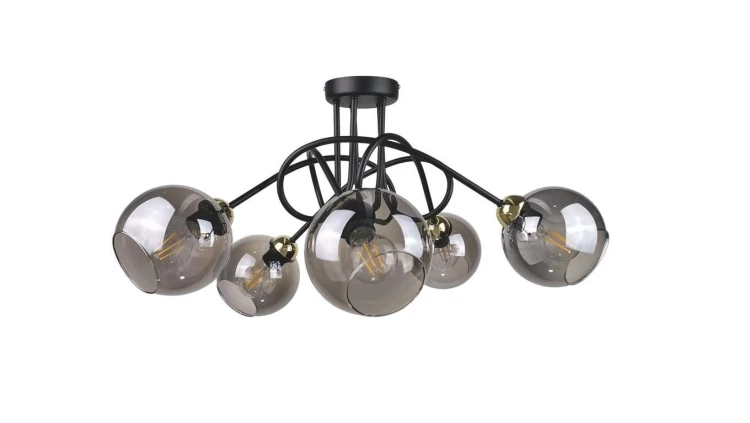 Lampa sufitowa nowoczesna 5xE27 RING BLACK/GOLD