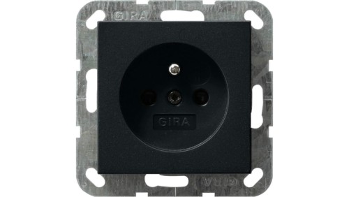 Gira Gniazdo z bolcem z ochr.dz. System 55 czarny mat