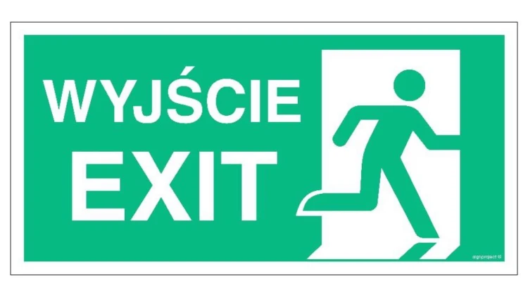 ZNAK - AC075 Wyjście / EXIT prawostronne 80 x 40 cm FS - Folia samoprzylepna foto.