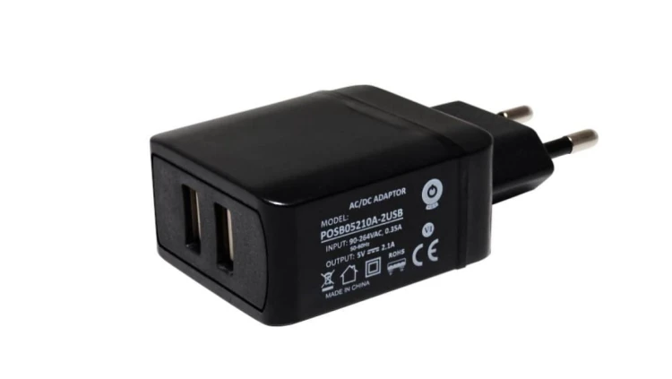 POSB05210A-2USB Zasilacz adapter ładowarka 10.5W 5V 2.1A z dwoma gniazdami USB