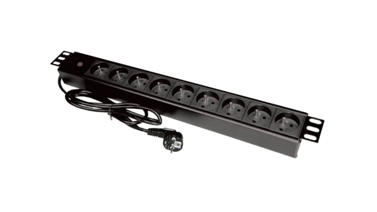 Listwa zasilająca 19 gniazdo 9 x CEE 7/5 wtyk CEE 7/7 z diodą LED kabel 3m ALANTEC - ALANTEC