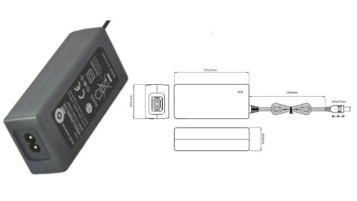 POSC12100A-25 Zasilacz adapter czarny 12W 12V/1A z wtykiem DC - 2.5x5.5