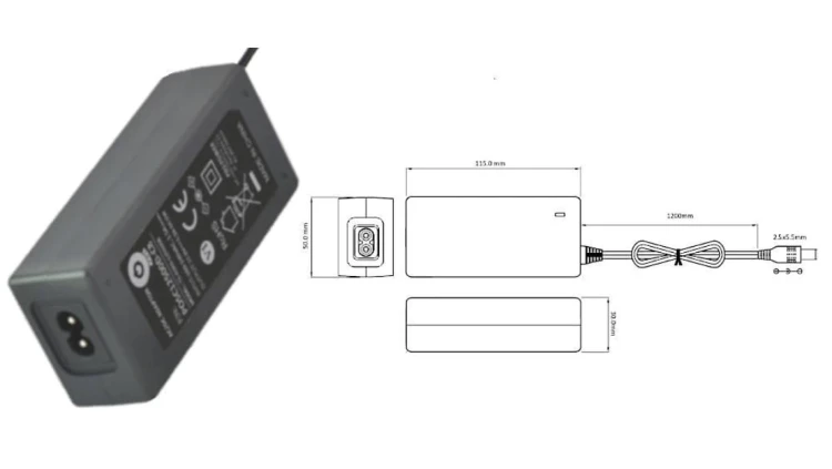 POSC12100A-25 Zasilacz adapter czarny 12W 12V/1A z wtykiem DC - 2.5x5.5