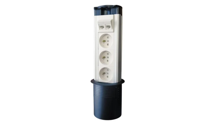 Kolumna zasilająca DESK 3 gniazda elektryczne + 2 gniazda komputerowe PZ020