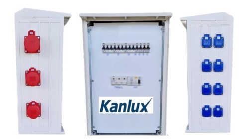 ROZDZIELNICA BUDOWLANA NA ELEWACJĘ (8X2P+Z, 2X16A/5P, 1X32A/5P) RB40x60-K40-00128Z-E0-KANLUX