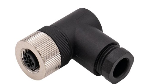 VK003C21 Gniazdo kablowe, kątowe, połączenie śrubowe, Ø4-8mm, 4A, 60V, gniazdo M12 5-stykowe, IP67