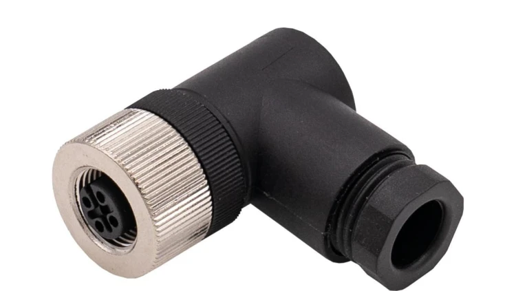 VK003C21 Gniazdo kablowe, kątowe, połączenie śrubowe, Ø4-8mm, 4A, 60V, gniazdo M12 5-stykowe, IP67