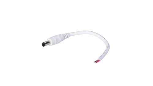 Wtyk DC 5.5x2.1 przewód biały 15cm 18awg