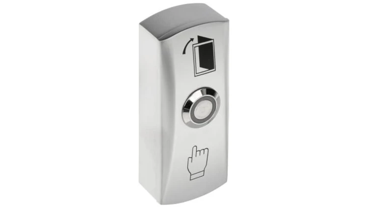 Natynkowy metalowy przycisk wyjścia otwarcia drzwi Fox W42LED z podświetleniem LED, zabezpieczony przed wodą uszczelką