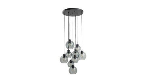 Lampa wisząca CUBUS grafit, okrągła rozeta z dziewięcioma szklanymi kloszami 10208 TK Lighting
