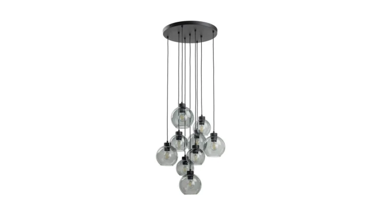 Lampa wisząca CUBUS grafit, okrągła rozeta z dziewięcioma szklanymi kloszami 10208 TK Lighting