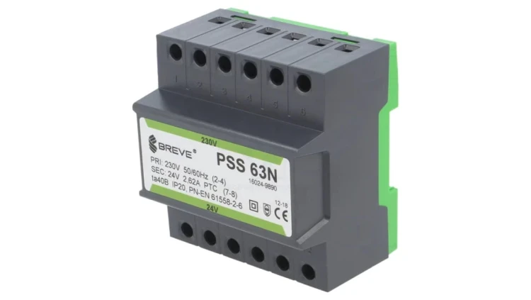 PSS63N/230/24V Transformator sieciowy 63VA 230VAC 24V Wypr listwa zaciskowa