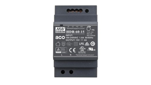 Zasilacz PS-HDR-60-15MA 15V 4A na szynę DIN