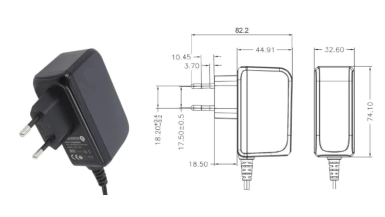 POS24100A-25 Wtyczkowy zasilacz impulsowy 24W 24V 1A z wtykiem DC - 2.5x5.5