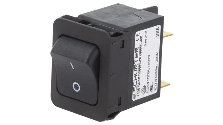 3-128-214 Wyłącznik nadprądowy Iznam: 20A Uznam: 240VAC 60VDC DPST 34x26mm