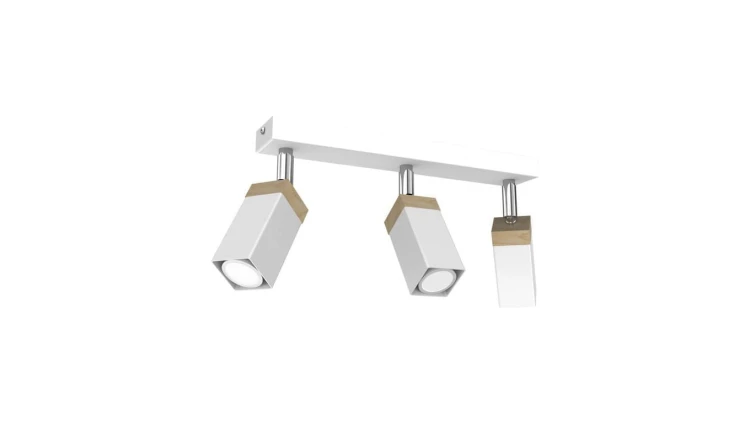 Lampa sufitowa SOLO SAWN WHITE / PATINATED WOOD 3x mini GU10 MLP7479 Milagro