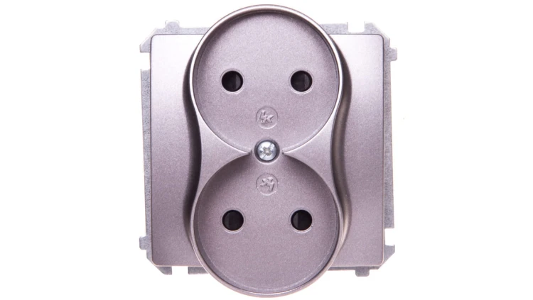 Simon Basic Gniazdo podwójne b/u 16A 250V stal inox BMG2Mz.01/21