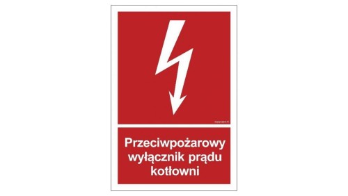 ZNAK - BB024 Przeciwpożarowy wyłącznik prądu kotłowni 10 x 14,8 cm FS - Folia samoprzylepna foto.