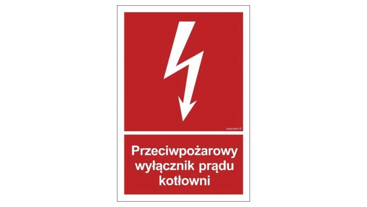 ZNAK - BB024 Przeciwpożarowy wyłącznik prądu kotłowni 10 x 14,8 cm FS - Folia samoprzylepna foto.
