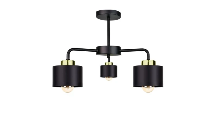 Lampa sufitowa nowoczesna 3x E27 SIMPLY BLACK/GOLD