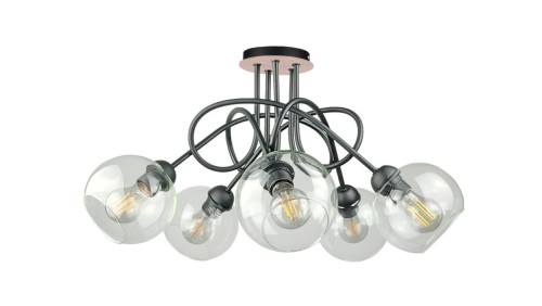 Lampa sufitowa nowoczesna 5xE27 EVIE BLACK/WOOD