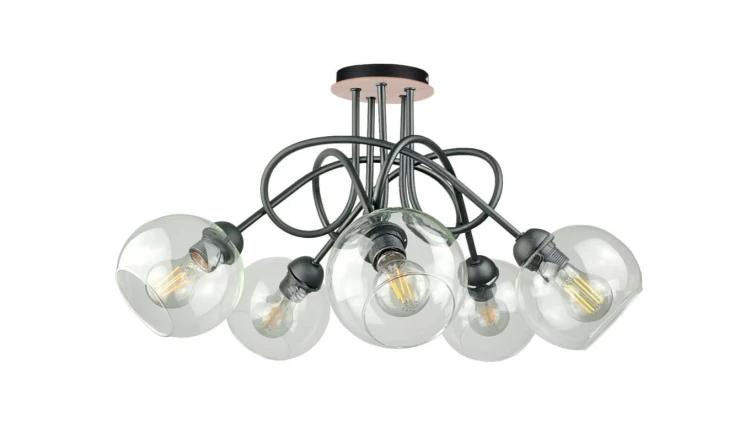 Lampa sufitowa nowoczesna 5xE27 EVIE BLACK/WOOD