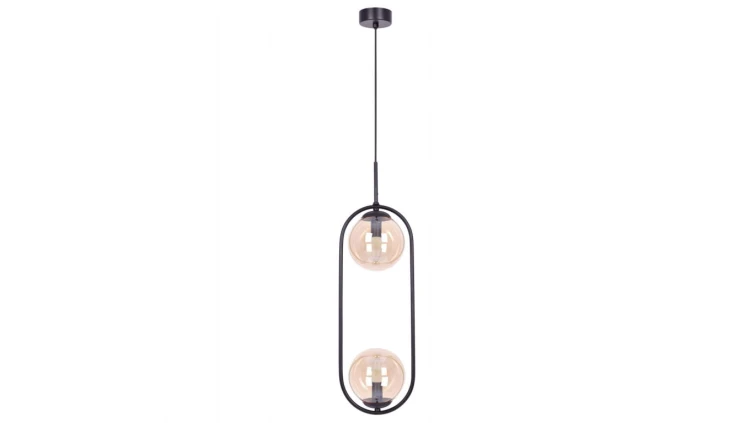 Lampa wisząca na E14 z dwoma szklanym bursztynowymi kloszami K-5121 Kaja Lighting