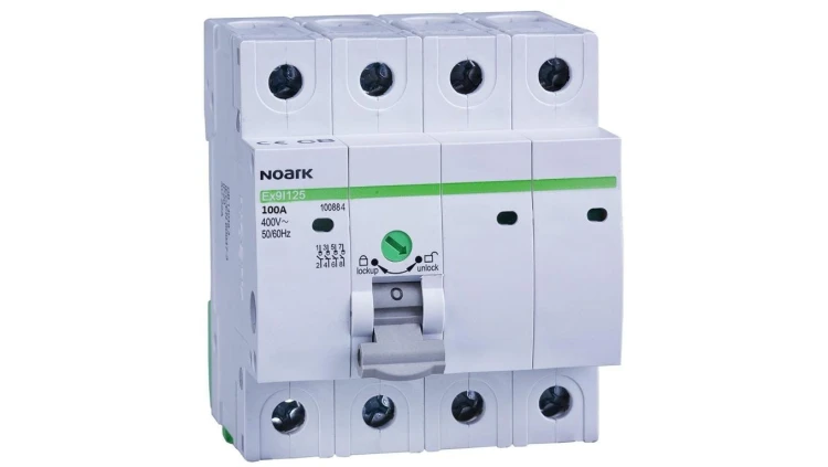Rozłącznik izolacyjny 100A 4-biegunowy 4P (400V AC) 4-modułowy z blokadą OFF NOARK