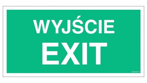 ZNAK - AC001 Wyjście / EXIT 20 x 10 cm PS - Płyta 1mm foto.