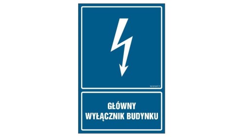 ZNAK - HG013 Główny wyłącznik budynku 7,5 x 10 cm PN - Płyta 1mm