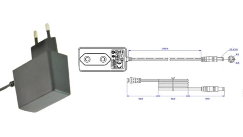 POSC12050A-25 Zasilacz adapter czarny 6W 12V/0.5A z wtykiem DC - 2.5x5.5