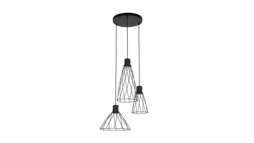 Lampa wisząca MODESTO czarna z trzema zwisami na okrągłej rozecie 10187 TK Lighting